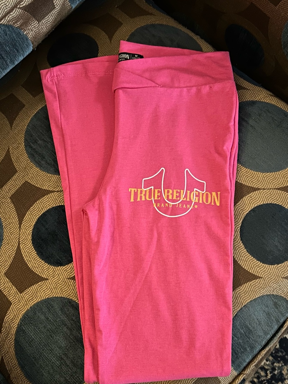 True Religion Girls Hot Pink Logo flair Leggings size 10-12